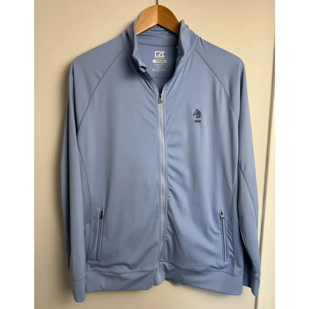 Cutter And Buck Drytec Full Zip Size XL Light Blue Zip Pockets Golf Breathable
